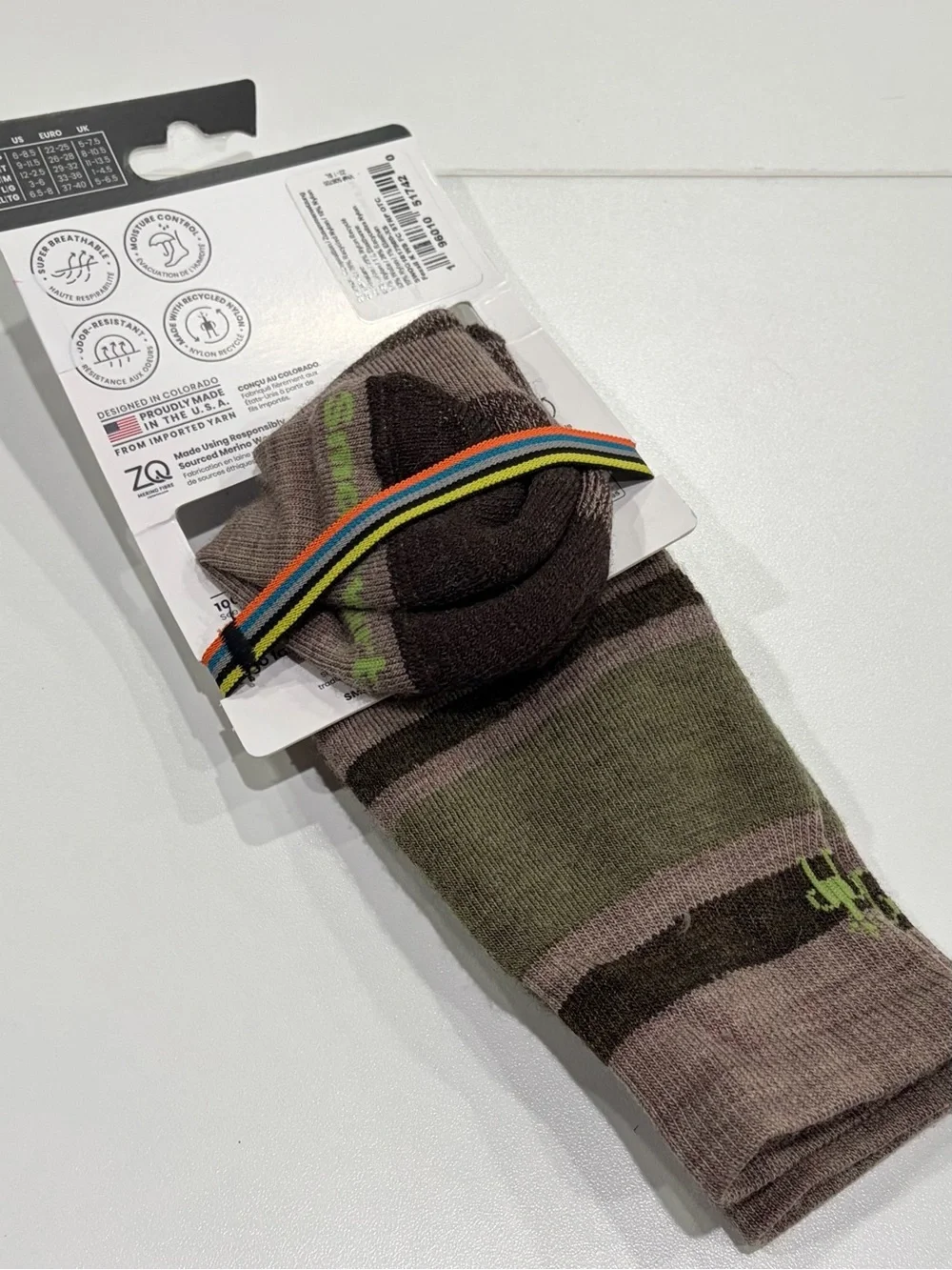 SmartWool Boys Girls XS Wintersport Stripe Full Cushion Ski Socks Brown NWT Kids